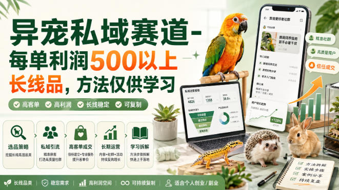 异宠私域赛道-每单利润500以上长线品，方法仅供学习-选优云网创