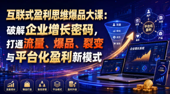 互联式盈利思维爆品大课:破解企业增长密码,打通流量、爆品、裂变与平台化盈利新模式-选优云网创