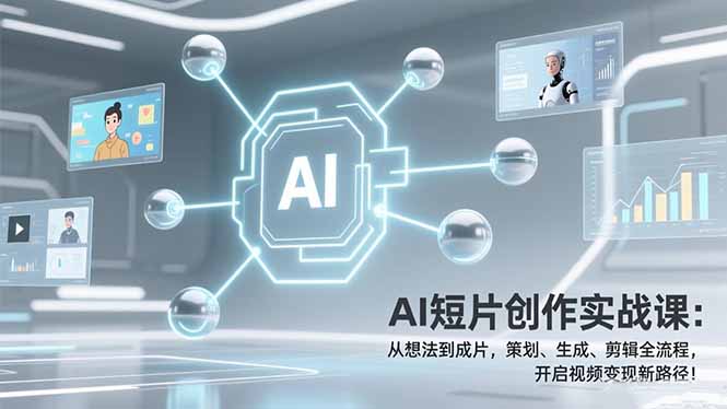 AI短片创作实战课：从想法到成片，策划、生成、剪辑全流程，开启视频变现新路径！-选优云网创