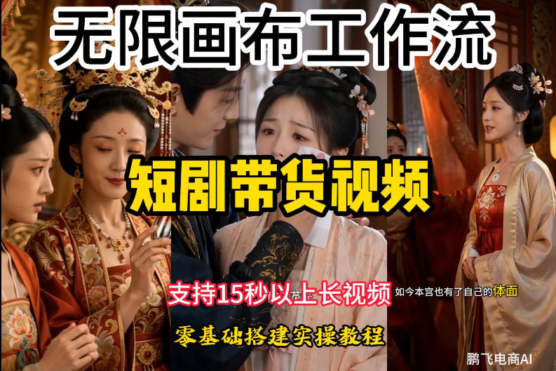 无限画布工作流制作短剧带货视频支持制作15秒以上视频，实操搭建教学，看完教程小白也能轻松搭建-选优云网创