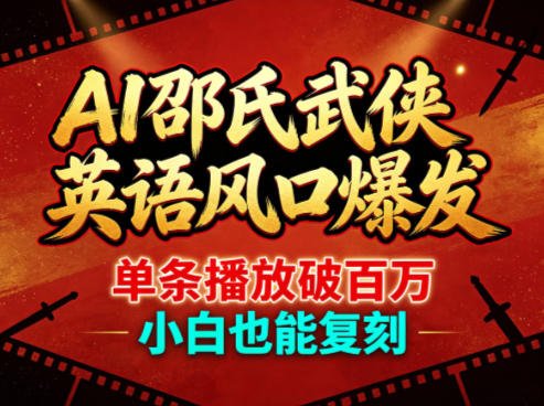 AI邵氏武侠英语风口爆发，单条播放破百万，小白也能复刻-选优云网创