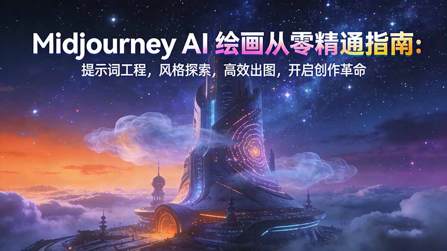 Midjourney AI绘画从零精通指南:提示词工程,风格探索,高效出图,开启创作革命-选优云网创