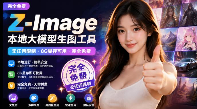 Z-Image本地大模型生图工具，无任何限制·8G显存可用·完全免费-选优云网创