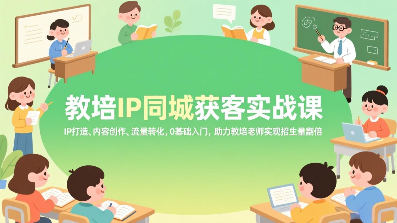 教培IP同城获客实战课，IP打造、内容创作、流量转化，0基础入门，助力教培老师实现招生量翻倍-选优云网创