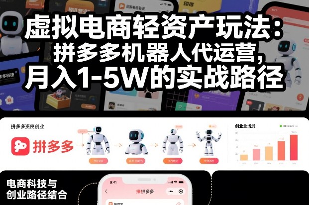 虚拟电商轻资产玩法：拼多多机器人代运营，月入1-5W的实战路径【揭秘】-选优云网创