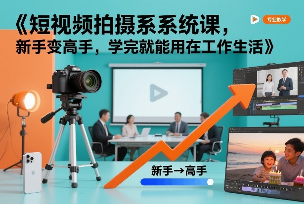 短视频拍摄系统课，新手变高手，学完就能用在工作生活-选优云网创
