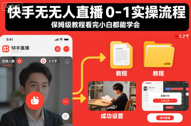 快手无人直播0-1实操流程，保姆级教程看完小白都能学会-选优云网创