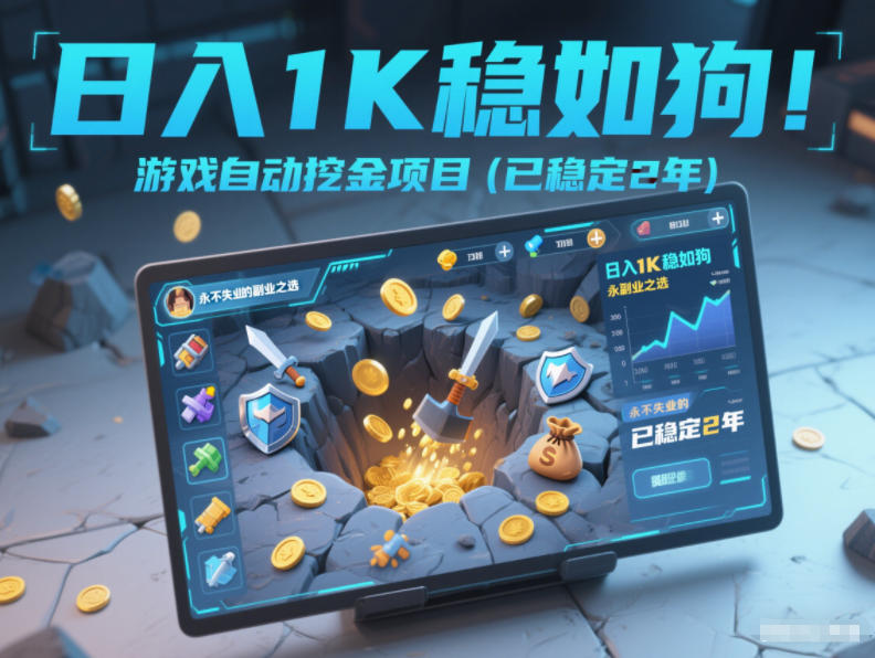 日入1K稳如狗！游戏自动挖金项目(已稳定2年)，永不失业的副业之选【揭秘】-选优云网创