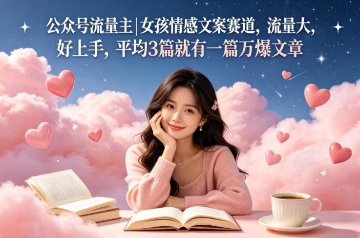 公众号流量主女孩情感文案赛道，流量大，好上手，平均3篇就有一篇万爆文章-选优云网创