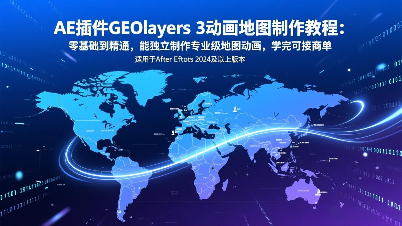 AE插件GEOlayers 3动画地图制作教程：零基础到精通，能独立制作专业级地图动画，学完可接商单-选优云网创