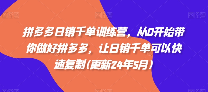 拼多多日销千单训练营，从0开始带你做好拼多多，让日销千单可以快速复制(更新25年12月)-选优云网创