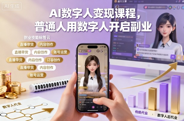AI数字人变现课程，普通人用数字人开启副业-选优云网创