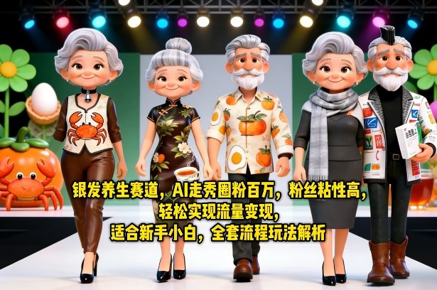 银发养生赛道，AI走秀圈粉百万，粉丝粘性高，轻松实现流量变现，适合新手小白，全套流程玩法解析-选优云网创