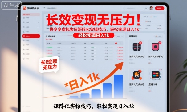长效变现无压力！拼多多虚拟类目矩阵化实操技巧，轻松实现日入1k【揭秘】-选优云网创