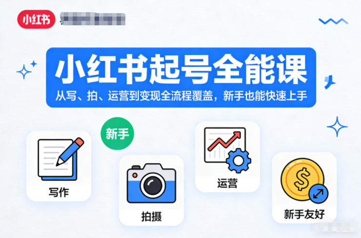 小红书起号全能课，从写、拍、运营到变现全流程覆盖，新手也能快速上手-选优云网创