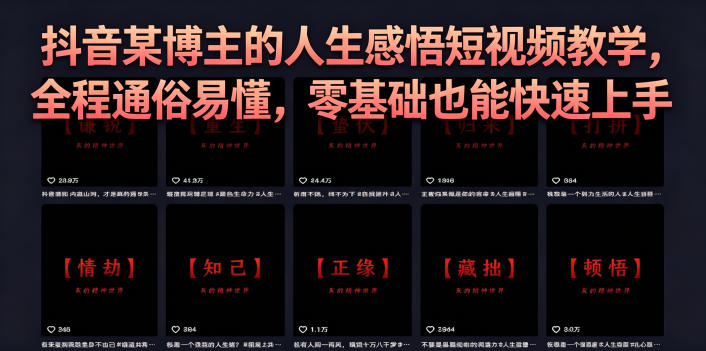 抖音某博主的灰太狼人生感悟短视频教学，全程通俗易懂，零基础也能快速上手-选优云网创