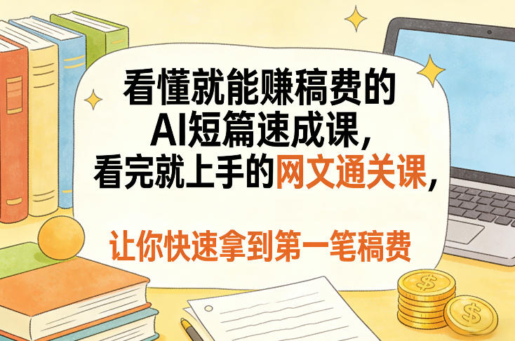 看懂就能賺稿费的AI短篇速成课，看完就上手的网文通关课，让你快速拿到第一笔稿费(更新4月)-选优云网创