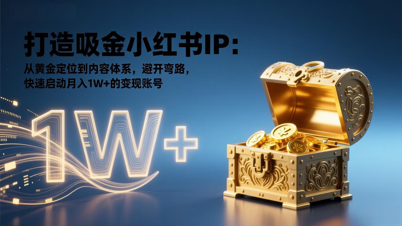 打造吸金小红书IP：从黄金定位到内容体系，避开弯路，快速启动月入1W+的变现账号-选优云网创