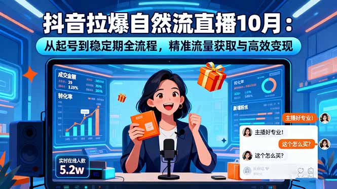 抖音拉爆自然流直播10月：从起号到稳定期全流程，精准流量获取与高效变现-选优云网创