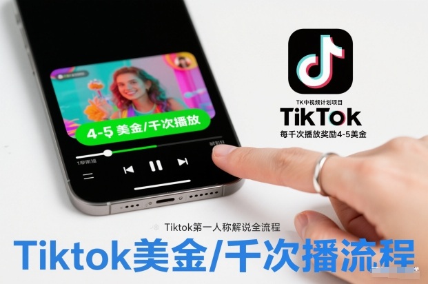 TK中视频计划项目,Tiktok第一人称解说流程,每干次播放奖励4-5美金-选优云网创