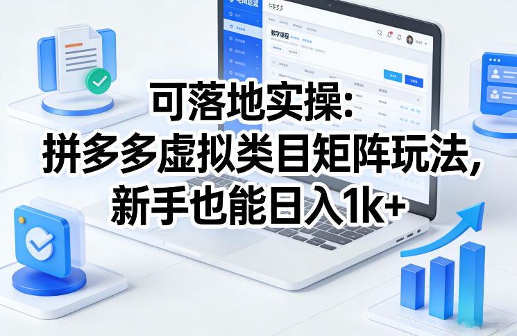 可落地实操：拼多多虚拟类目矩阵玩法，新手也能日入1k+【揭秘】-选优云网创