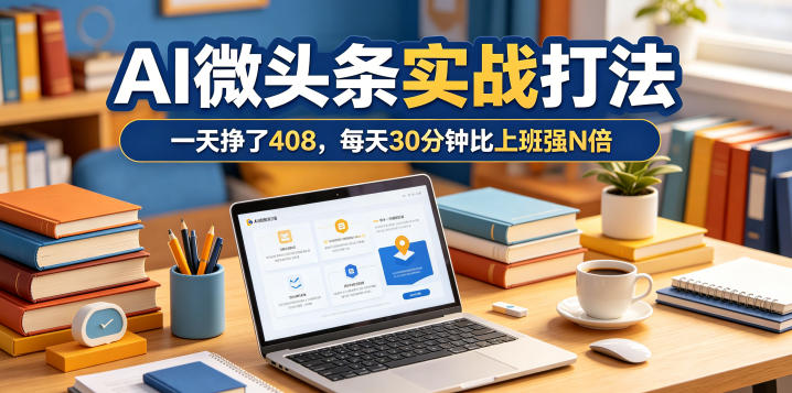 一天挣了408，AI微头条实战打法，每天30分钟比上班强N倍-选优云网创