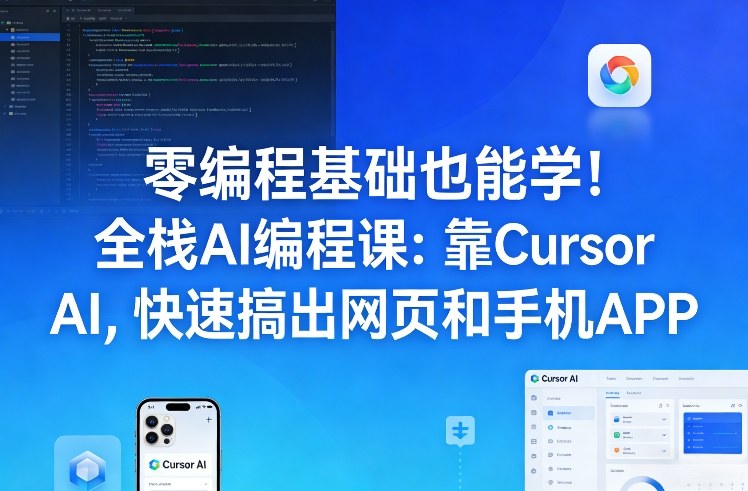 零编程基础也能学！全栈AI编程课：靠Cursor AI，快速搞出网页和手机APP-选优云网创