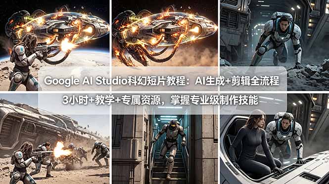 Google AI Studio科幻短片教程：AI生成+剪辑全流程，3小时+教学+专属资源，掌握专业级制作技能-选优云网创