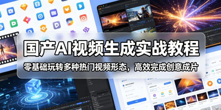 国产AI视频生成实战教程，零基础玩转多种热门视频形态，高效完成创意成片-选优云网创