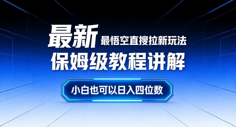 最新最悟空直搜拉新玩法保姆级教程讲解，小白也可以日入四位数-选优云网创