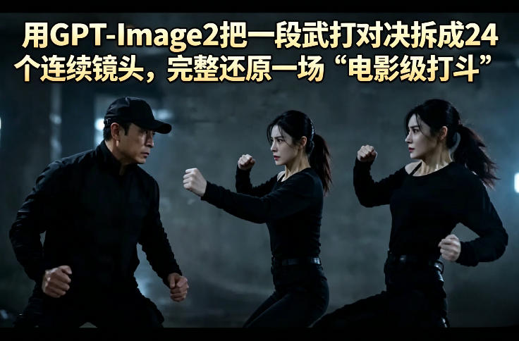 用GPT-Image2把一段武打对决拆成24个连续镜头，完整还原一场“电影级打斗”-选优云网创
