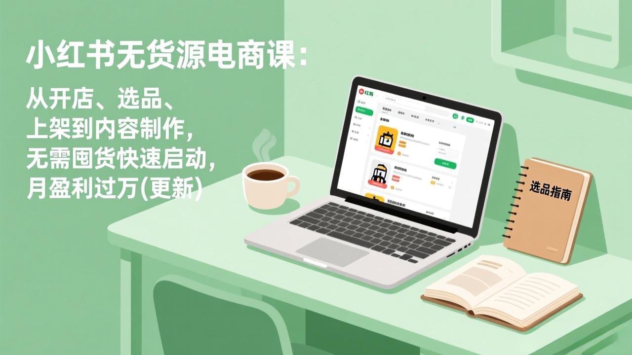小红书无货源电商课：从开店、选品、上架到内容制作，无需囤货快速启动，月盈利过万(更新-选优云网创