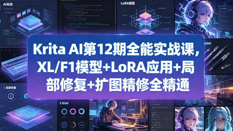 Krita AI第12期全能实战课，XL/F1模型+LoRA应用+局部修复+扩图精修全精通-选优云网创