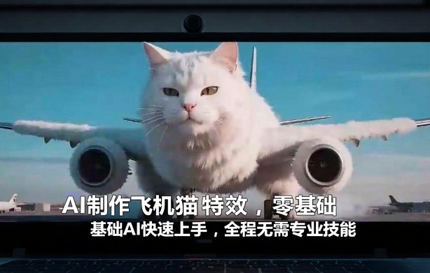 AI制作飞机猫特效，零基础AI快速上手，全程无需专业技能-选优云网创