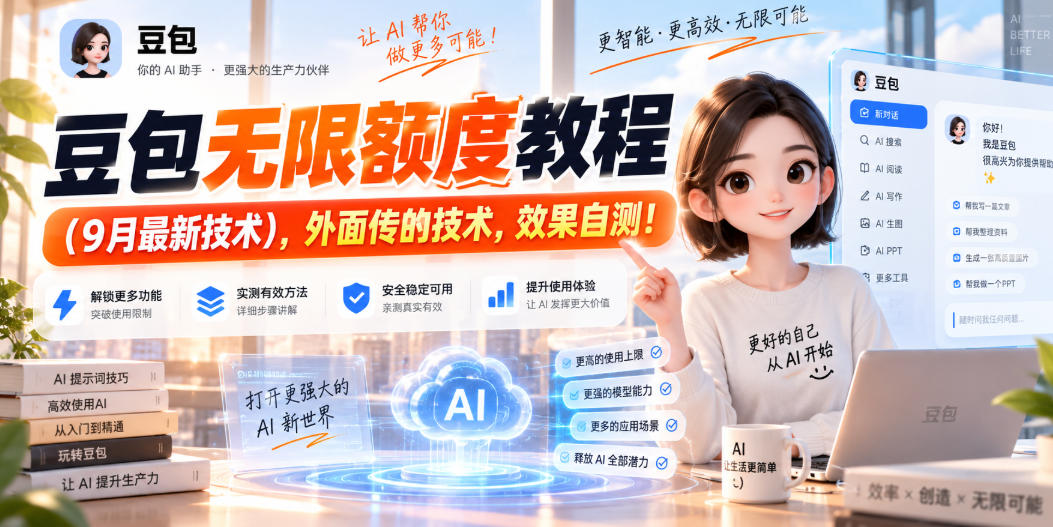 豆包无限额度教程（9月最新技术），外面传的技术，效果自测！-选优云网创