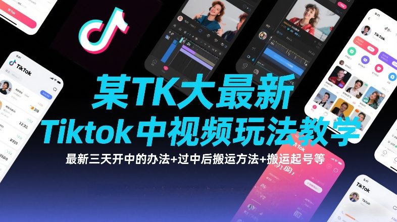 某TK大佬最新Tiktok中视频玩法教学，最新三天开中的办法+过中后搬运方法+搬运起号等-选优云网创