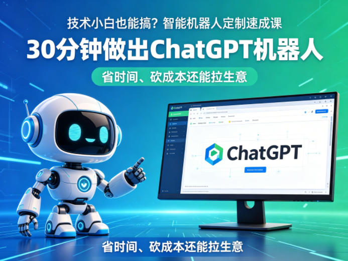 技术小白也能搞？智能机器人定制速成课，30分钟做出ChatGPT机器人，省时间、砍成本还能拉生意-选优云网创
