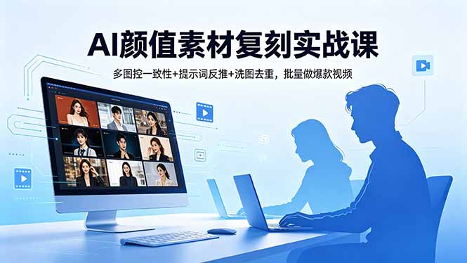 AI颜值素材复刻实战课，多图控一致性+提示词反推+洗图去重，批量做爆款视频-选优云网创