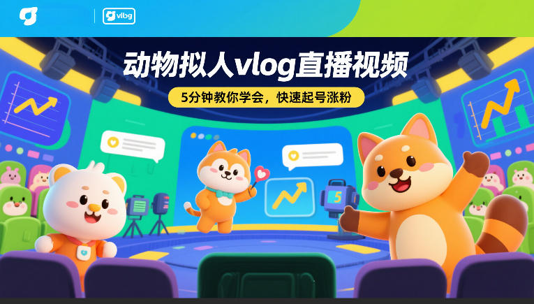 动物拟人vlog直播视频，5分钟教你学会，快速起号涨粉-选优云网创