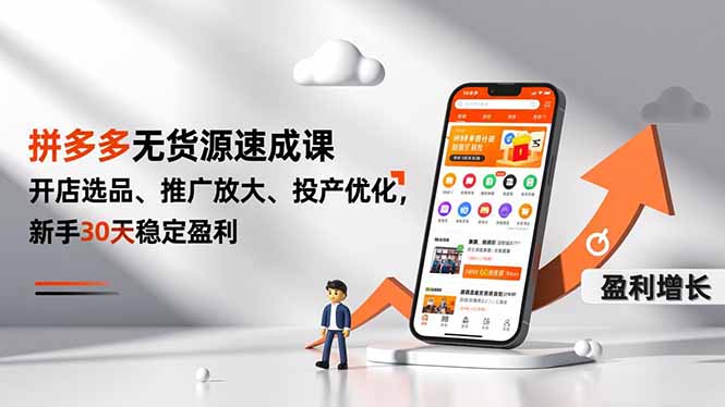 拼多多无货源速成课，开店选品、推广放大、投产优化，新手30天稳定盈利-选优云网创
