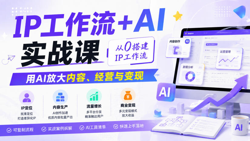 IP工作流+AI实战课，从0搭建IP工作流，用AI放大内容、经营与变现-选优云网创