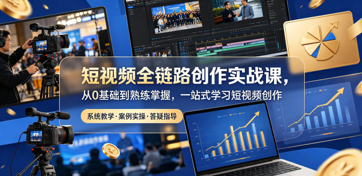 短视频全链路创作实战课，从0基础到熟练掌握，一站式学习短视频创作-选优云网创