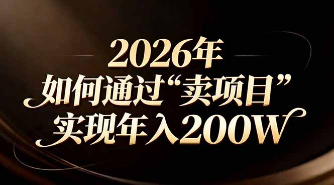 站在2026年的十字路口：一个普通人如何通过卖项目实现年入200万-选优云网创