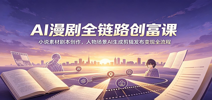 AI漫剧全链路创富课：小说素材剧本创作，人物场景AI生成剪辑发布变现全流程-选优云网创