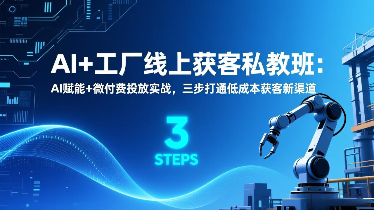AI+工厂线上获客私教班：AI赋能+微付费投放实战，三步打通低成本获客新渠道-选优云网创