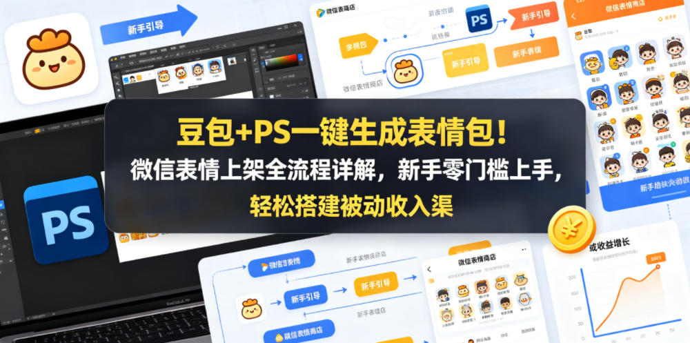 豆包+PS一键生成表情包！微信表情上架全流程详解，新手零门槛上手，轻松搭建被动收入渠道-选优云网创