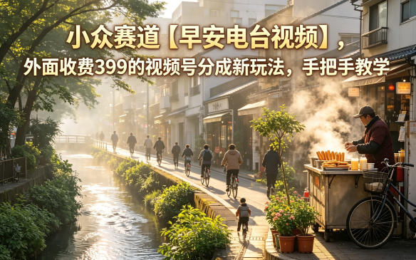 小众赛道【早安电台视频】，外面收费399的视频号分成新玩法，手把手教学-选优云网创