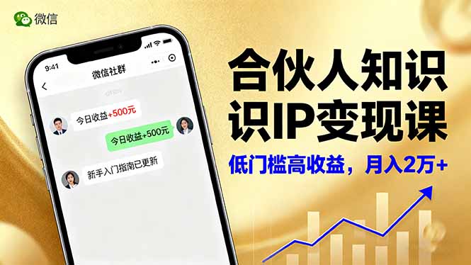 合伙人知识IP变现课，微信生态,内容创作与爆款打造,全网引流，新手月入2w+-选优云网创