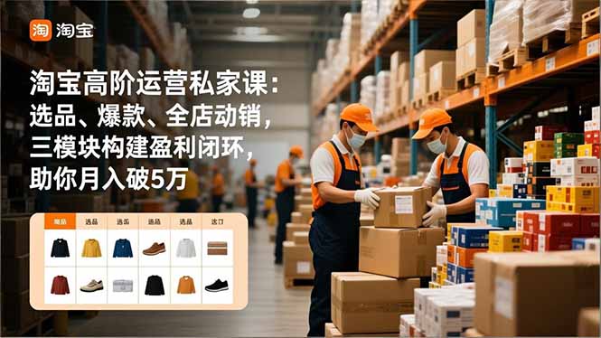 淘宝高阶运营私家课:选品、爆款、全店动销,三模块构建盈利闭环,助你月入破5万-选优云网创