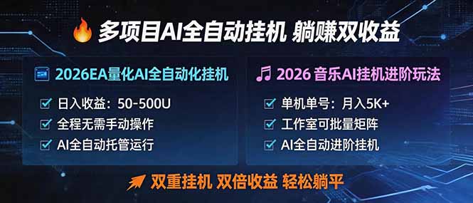 多项目AI自动挂机玩法：双重挂机，双倍收益，轻松躺平-选优云网创